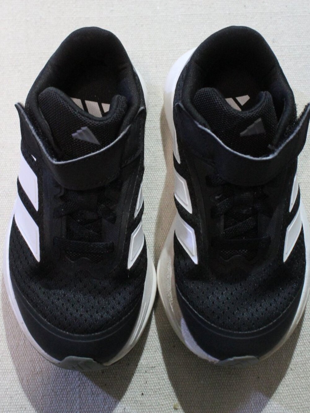 Adidas Kids Running Tennis Shoes Sneakers, Black White, Velcro, Elastic, Sz 11